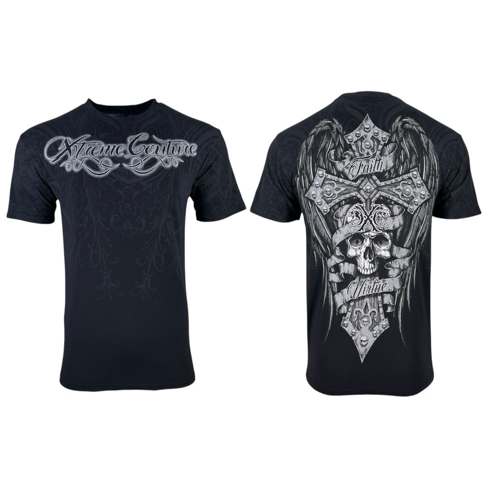 Xtreme Couture by Affliction Men's T-Shirt Wrecked Biker Cross Y2K S-5XL